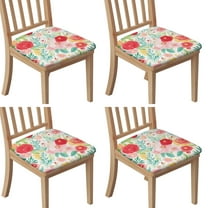 Pioneer Flower Floral Print Pattern Seat Covers for Dining Room Chairs Set Of 4,Stretch Printed Washable Chair Seat Cover with Elastic Ties and Button,Removable Waterproof Couch Cushion Covers