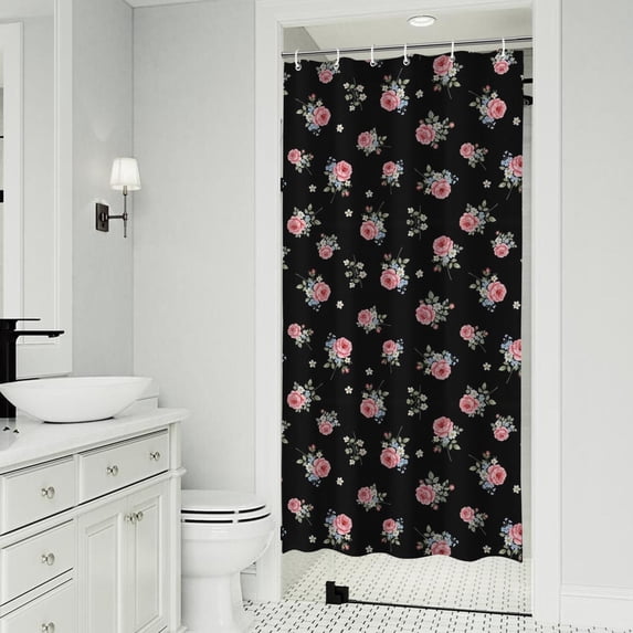 Pioneer Flower Floral Print Pattern Shower Curtain 36”x72", Bathroom Decorative Shower Curtain Set with 12 Hooks, Waterproof Washable