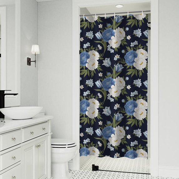 Pioneer Flower Floral Print Pattern Shower Curtain 36"x72", Bathroom Decorative Shower Curtain Set with 12 Hooks, Waterproof Washable