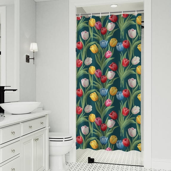 Pioneer Flower Floral Print Pattern Shower Curtain 36”x72", Bathroom Decorative Shower Curtain Set with 12 Hooks, Waterproof Washable