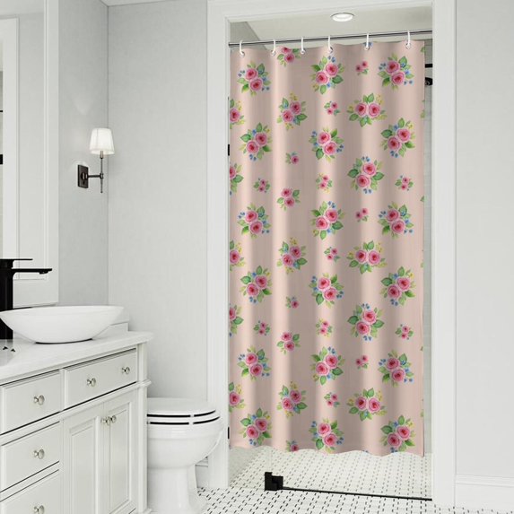 Pioneer Flower Floral Print Pattern Shower Curtain 36”x72", Bathroom Decorative Shower Curtain Set with 12 Hooks, Waterproof Washable