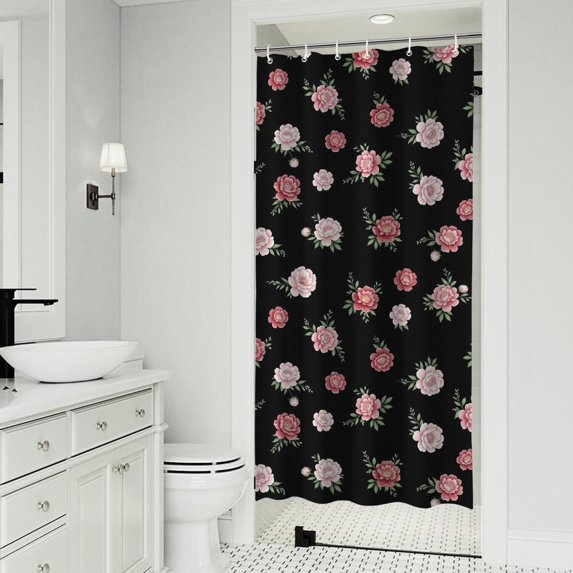 Pioneer Flower Floral Print Pattern Shower Curtain 36”x72", Bathroom Decorative Shower Curtain Set with 12 Hooks, Waterproof Washable