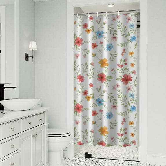Pioneer Flower Floral Print Pattern Shower Curtain 36"x72", Bathroom Decorative Shower Curtain Set with 12 Hooks, Waterproof Washable