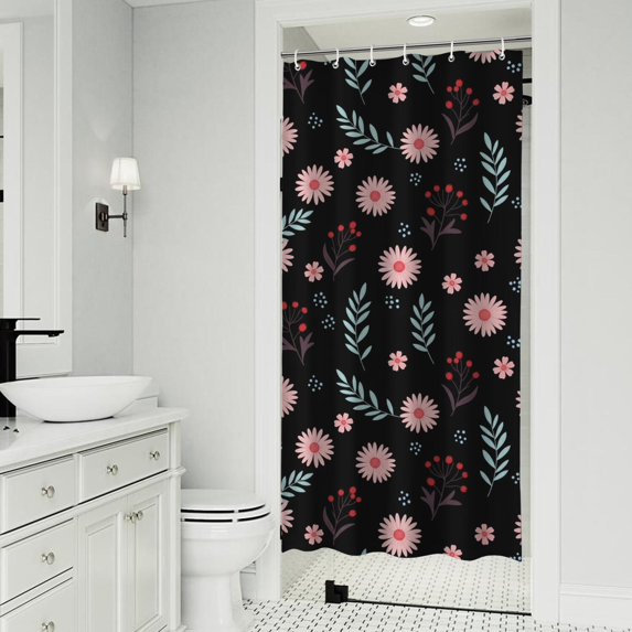 Pioneer Flower Floral Print Pattern Shower Curtain 36”x72", Bathroom Decorative Shower Curtain Set with 12 Hooks, Waterproof Washable