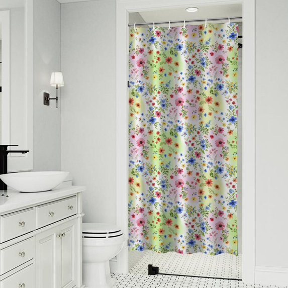 Pioneer Flower Floral Print Pattern Shower Curtain 36”x72", Bathroom Decorative Shower Curtain Set with 12 Hooks, Waterproof Washable