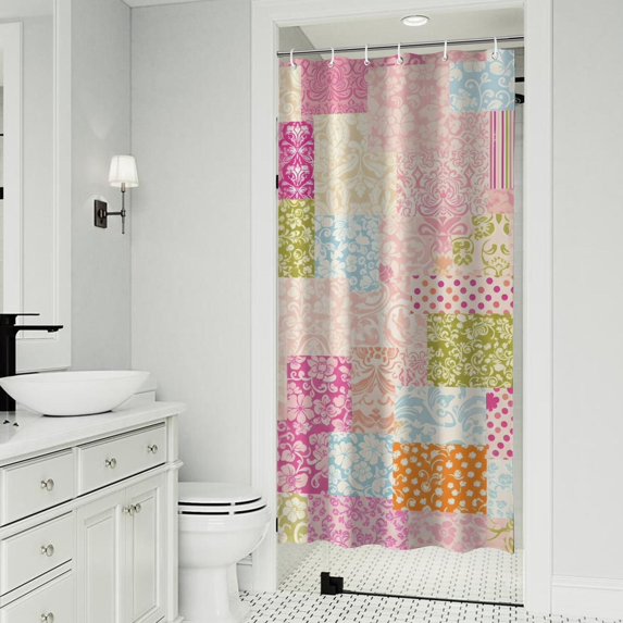 Pioneer Flower Floral Print Pattern Shower Curtain 36”x72", Bathroom Decorative Shower Curtain Set with 12 Hooks, Waterproof Washable