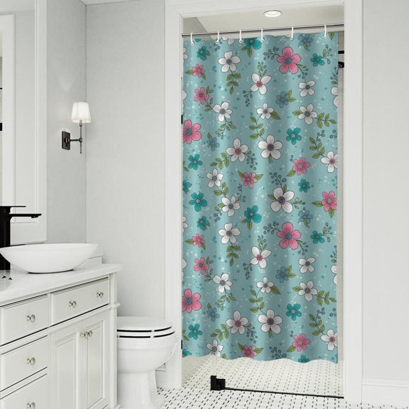Pioneer Flower Floral Print Pattern Shower Curtain 36”x72", Bathroom Decorative Shower Curtain Set with 12 Hooks, Waterproof Washable