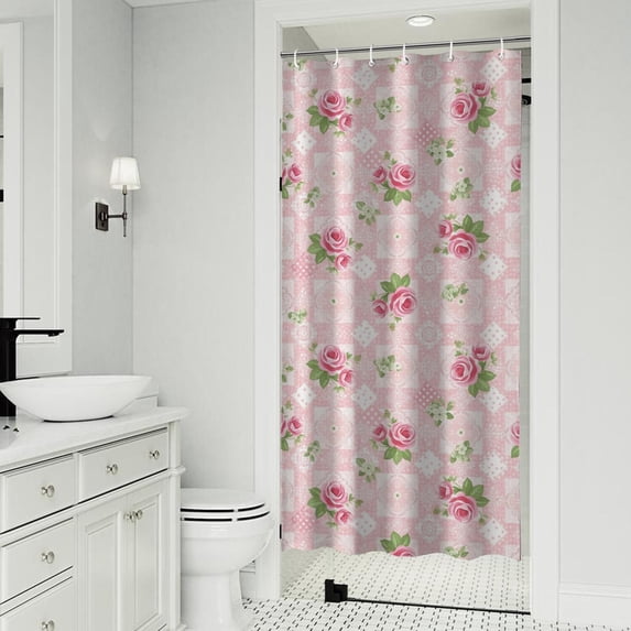 Pioneer Flower Floral Print Pattern Shower Curtain 36"x72", Bathroom Decorative Shower Curtain Set with 12 Hooks, Waterproof Washable