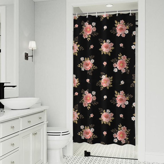 Pioneer Flower Floral Print Pattern Shower Curtain 36”x72", Bathroom Decorative Shower Curtain Set with 12 Hooks, Waterproof Washable