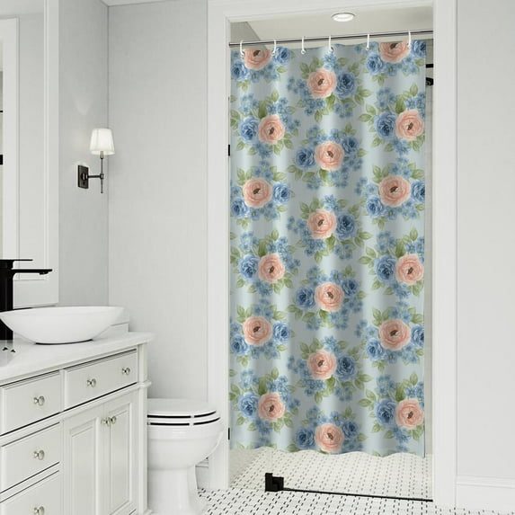 Pioneer Flower Floral Print Pattern Shower Curtain 36"x72", Bathroom Decorative Shower Curtain Set with 12 Hooks, Waterproof Washable