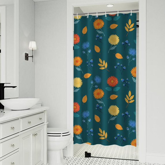 Pioneer Flower Floral Print Pattern Shower Curtain 36”x72", Bathroom Decorative Shower Curtain Set with 12 Hooks, Waterproof Washable