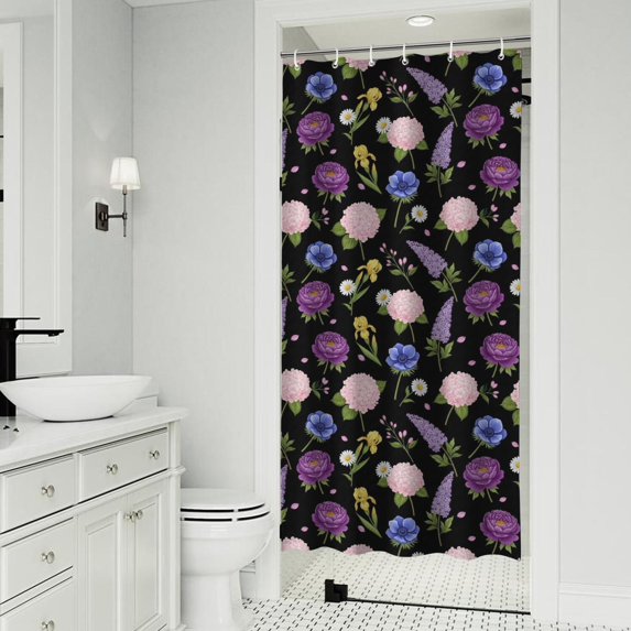 Pioneer Flower Floral Print Pattern Shower Curtain 36"x72", Bathroom Decorative Shower Curtain Set with 12 Hooks, Waterproof Washable