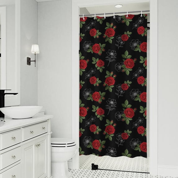 Pioneer Flower Floral Print Pattern Shower Curtain 36"x72", Bathroom Decorative Shower Curtain Set with 12 Hooks, Waterproof Washable