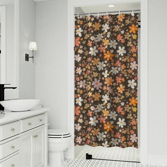 Pioneer Flower Floral Print Pattern Shower Curtain 36”x72", Bathroom Decorative Shower Curtain Set with 12 Hooks, Waterproof Washable