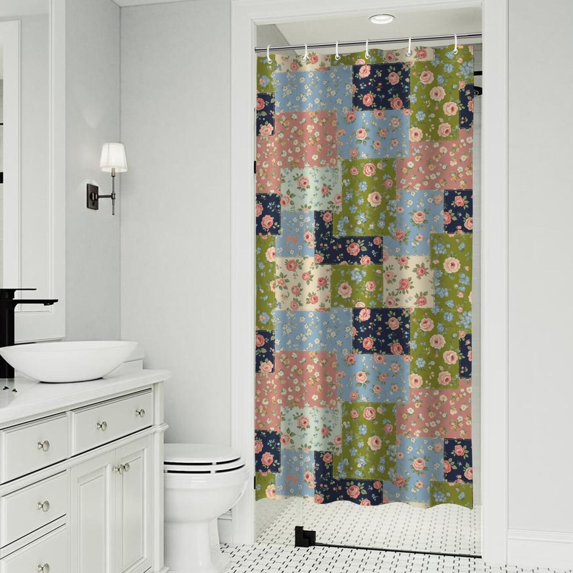 Pioneer Flower Floral Print Pattern Shower Curtain 36”x72", Bathroom Decorative Shower Curtain Set with 12 Hooks, Waterproof Washable