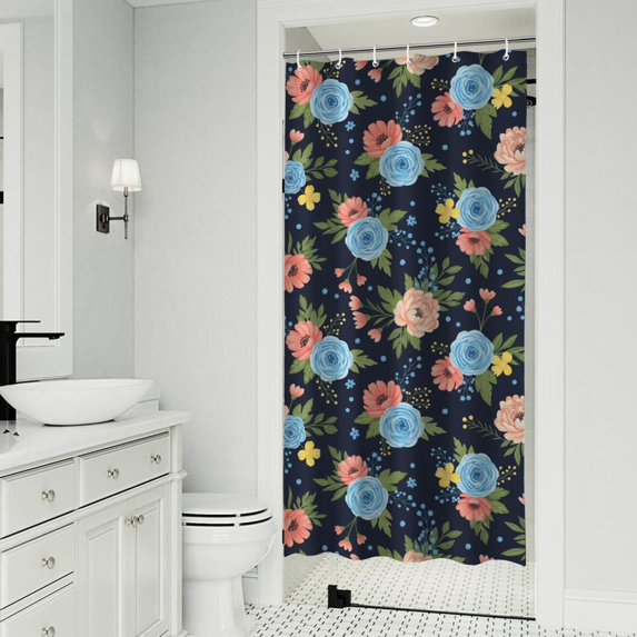 Pioneer Flower Floral Print Pattern Shower Curtain 36"x72", Bathroom Decorative Shower Curtain Set with 12 Hooks, Waterproof Washable