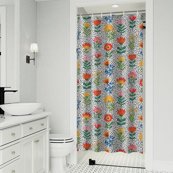 Pioneer Flower Floral Print Pattern Shower Curtain 36"x72", Bathroom Decorative Shower Curtain Set with 12 Hooks, Waterproof Washable