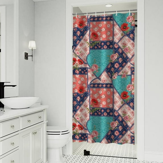 Pioneer Flower Floral Print Pattern Shower Curtain 36"x72", Bathroom Decorative Shower Curtain Set with 12 Hooks, Waterproof Washable