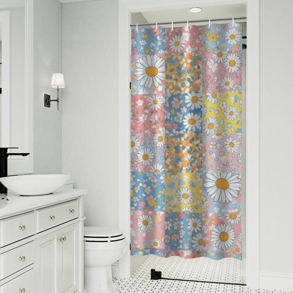 Pioneer Flower Floral Print Pattern Shower Curtain 36"x72", Bathroom Decorative Shower Curtain Set with 12 Hooks, Waterproof Washable