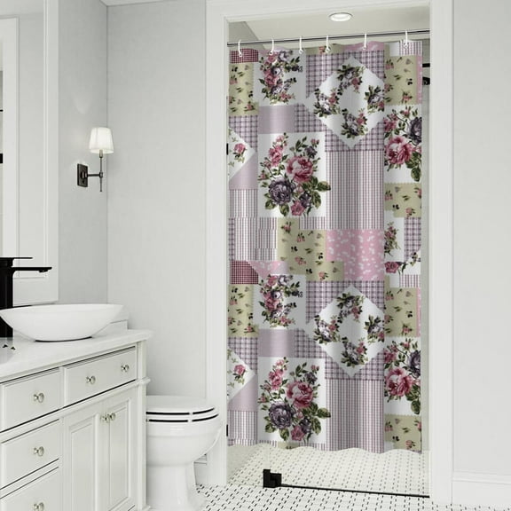Pioneer Flower Floral Print Pattern Shower Curtain 36"x72" ,Bathroom Decorative Shower Curtains Set with 12 Hooks,Modern Waterproof Washable Shower Curtain