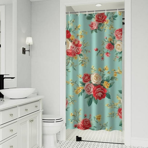 Pioneer Flower Floral Print Pattern Shower Curtain 36"x72" ,Bathroom Decorative Shower Curtains Set with 12 Hooks,Modern Waterproof Washable Shower Curtain