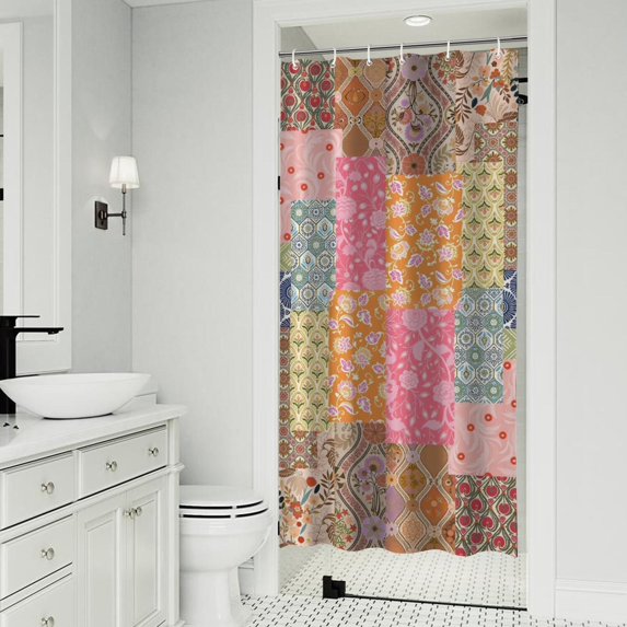 Pioneer Flower Floral Print Pattern Shower Curtain 36"x72" ,Bathroom Decorative Shower Curtains Set with 12 Hooks,Modern Waterproof Washable Shower Curtain