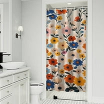 Pioneer Flower Floral Print Pattern Shower Curtain 36"x72" ,Bathroom Decorative Shower Curtains Set with 12 Hooks,Modern Waterproof Washable Shower Curtain