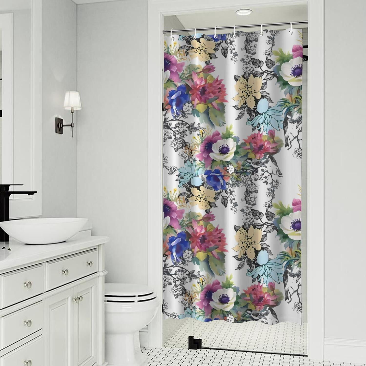 Pioneer Flower Floral Print Pattern Shower Curtain 36"x72" ,Bathroom