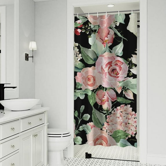 Pioneer Flower Floral Print Pattern Shower Curtain 36"x72" ,Bathroom Decorative Shower Curtains Set with 12 Hooks,Modern Waterproof Washable Shower Curtain