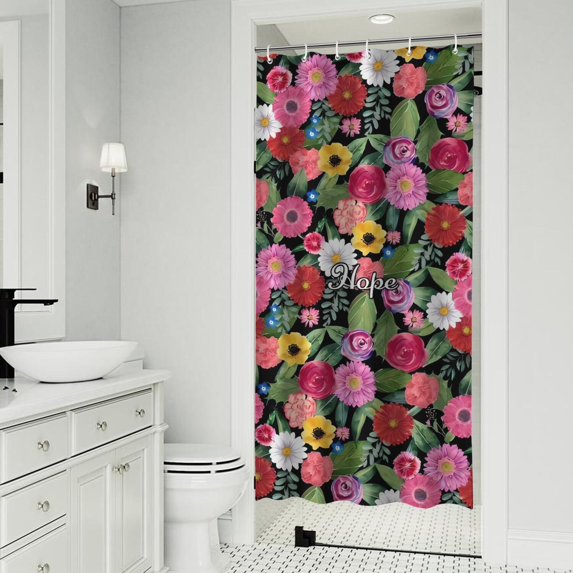 Pioneer Flower Floral Print Pattern Shower Curtain 36"x72" ,Bathroom Decorative Shower Curtains Set with 12 Hooks,Modern Waterproof Washable Shower Curtain