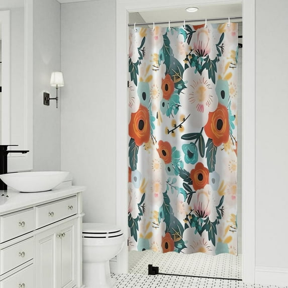 Pioneer Flower Floral Print Pattern Shower Curtain 36"x72" ,Bathroom Decorative Shower Curtains Set with 12 Hooks,Modern Waterproof Washable Shower Curtain