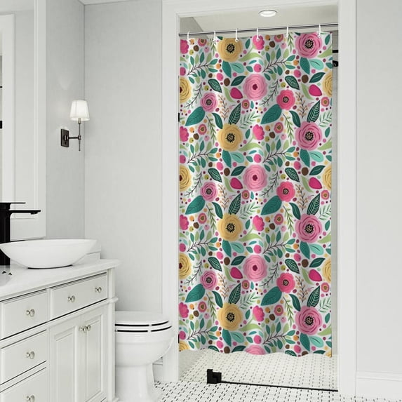 Pioneer Flower Floral Print Pattern Shower Curtain 36"x72" ,Bathroom Decorative Shower Curtains Set with 12 Hooks,Modern Waterproof Washable Shower Curtain