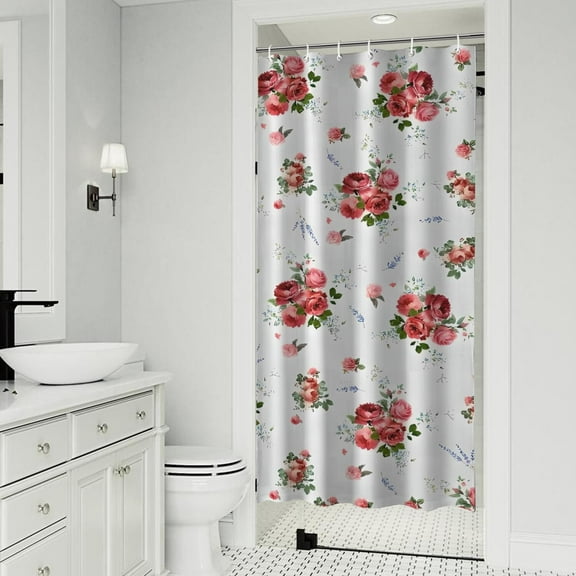 Pioneer Flower Floral Print Pattern Shower Curtain 36"x72" ,Bathroom Decorative Shower Curtains Set with 12 Hooks,Modern Waterproof Washable Shower Curtain