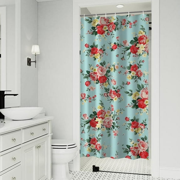 Pioneer Flower Floral Print Pattern Shower Curtain 36"x72" ,Bathroom Decorative Shower Curtains Set with 12 Hooks,Modern Waterproof Washable Shower Curtain