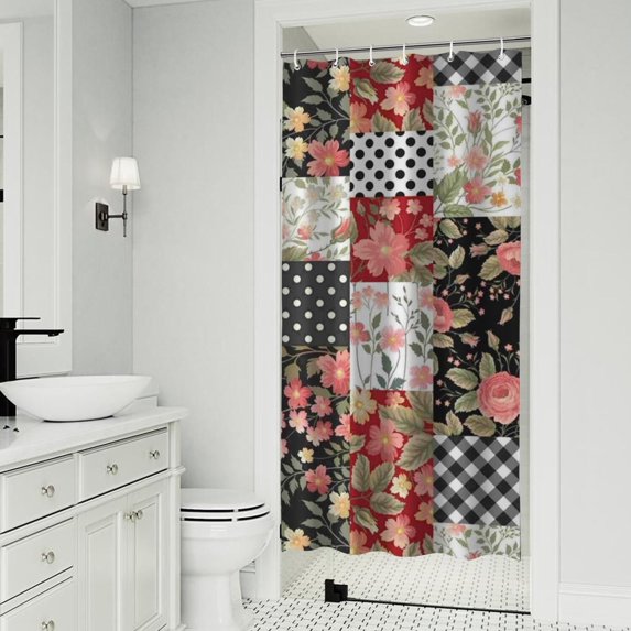 Pioneer Flower Floral Print Pattern Shower Curtain 36"x72" ,Bathroom Decorative Shower Curtains Set with 12 Hooks,Modern Waterproof Washable Shower Curtain