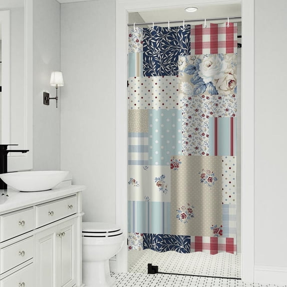 Pioneer Flower Floral Print Pattern Shower Curtain 36"x72" ,Bathroom Decorative Shower Curtains Set with 12 Hooks,Modern Waterproof Washable Shower Curtain