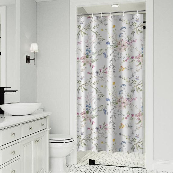 Pioneer Flower Floral Print Pattern Shower Curtain 36"x72" ,Bathroom Decorative Shower Curtains Set with 12 Hooks,Modern Waterproof Washable Shower Curtain