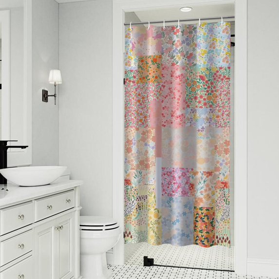 Pioneer Flower Floral Print Pattern Shower Curtain 36"x72" ,Bathroom Decorative Shower Curtains Set with 12 Hooks,Modern Waterproof Washable Shower Curtain