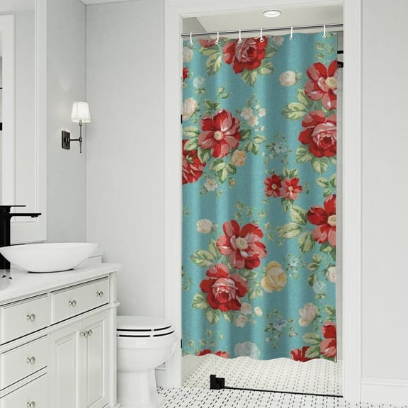 Pioneer Flower Floral Print Pattern Shower Curtain 36"x72" ,Bathroom Decorative Shower Curtains Set with 12 Hooks,Modern Waterproof Washable Shower Curtain