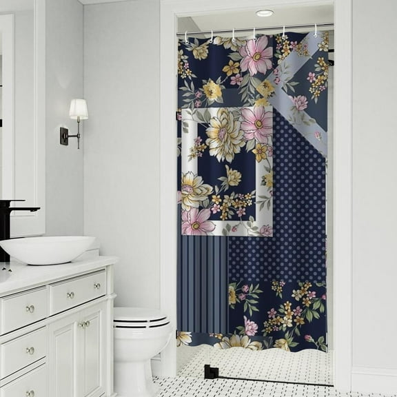 Pioneer Flower Floral Print Pattern Shower Curtain 36"x72" ,Bathroom Decorative Shower Curtains Set with 12 Hooks,Modern Waterproof Washable Shower Curtain