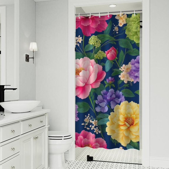 Pioneer Flower Floral Print Pattern Shower Curtain 36"x72" ,Bathroom Decorative Shower Curtains Set with 12 Hooks,Modern Waterproof Washable Shower Curtain