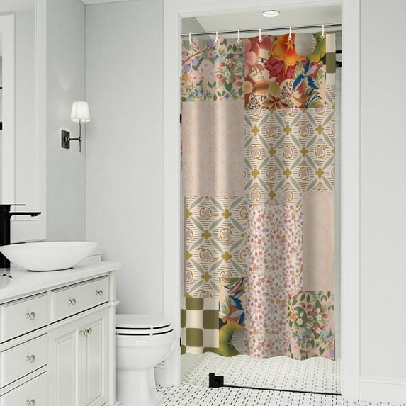 Pioneer Flower Floral Print Pattern Shower Curtain 36"x72" ,Bathroom Decorative Shower Curtains Set with 12 Hooks,Modern Waterproof Washable Shower Curtain