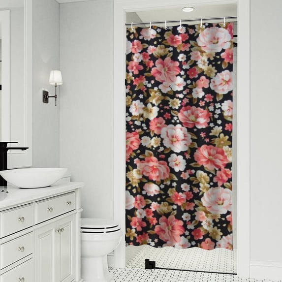 Pioneer Flower Floral Print Pattern Shower Curtain 36"x72" ,Bathroom Decorative Shower Curtains Set with 12 Hooks,Modern Waterproof Washable Shower Curtain