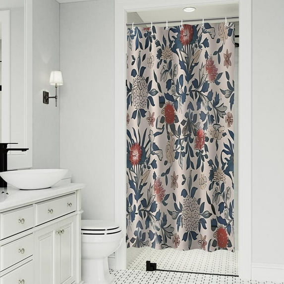 Pioneer Flower Floral Print Pattern Shower Curtain 36"x72" ,Bathroom Decorative Shower Curtains Set with 12 Hooks,Modern Waterproof Washable Shower Curtain