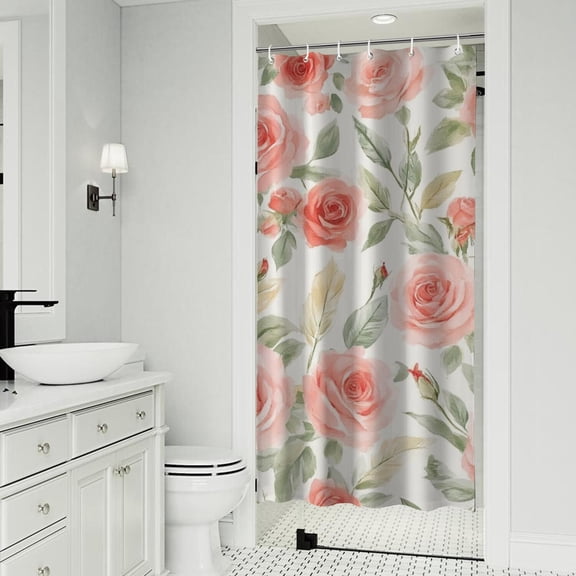 Pioneer Flower Floral Print Pattern Shower Curtain 36"x72" ,Bathroom Decorative Shower Curtains Set with 12 Hooks,Modern Waterproof Washable Shower Curtain