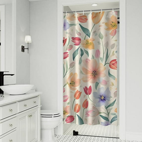 Pioneer Flower Floral Print Pattern Shower Curtain 36"x72" ,Bathroom Decorative Shower Curtains Set with 12 Hooks,Modern Waterproof Washable Shower Curtain