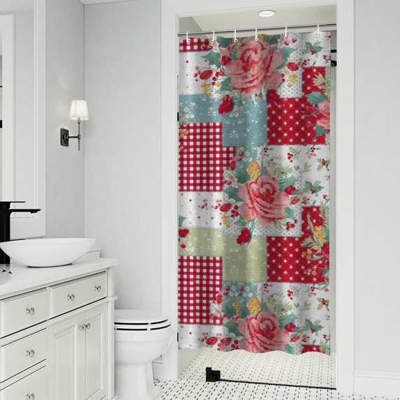 Pioneer Flower Floral Print Pattern Shower Curtain 36"x72" ,Bathroom Decorative Shower Curtains Set with 12 Hooks,Modern Waterproof Washable Shower Curtain