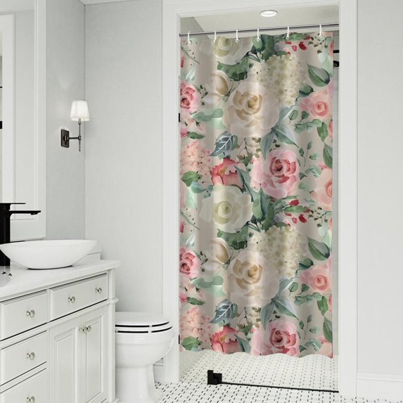 Pioneer Flower Floral Print Pattern Shower Curtain 36"x72" ,Bathroom Decorative Shower Curtains Set with 12 Hooks,Modern Waterproof Washable Shower Curtain
