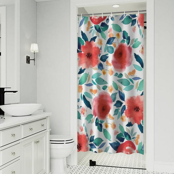 Pioneer Flower Floral Print Pattern Shower Curtain 36"x72" ,Bathroom Decorative Shower Curtains Set with 12 Hooks,Modern Waterproof Washable Shower Curtain
