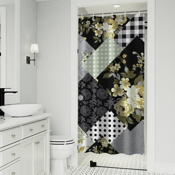 Pioneer Flower Floral Print Pattern Shower Curtain 36"x72" ,Bathroom Decorative Shower Curtains Set with 12 Hooks,Modern Waterproof Washable Shower Curtain